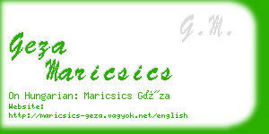 geza maricsics business card